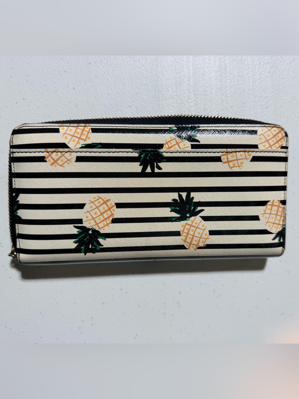 kate spade Black & Cream Striped Pineapple Zip Wallet - Picture 3 of 3